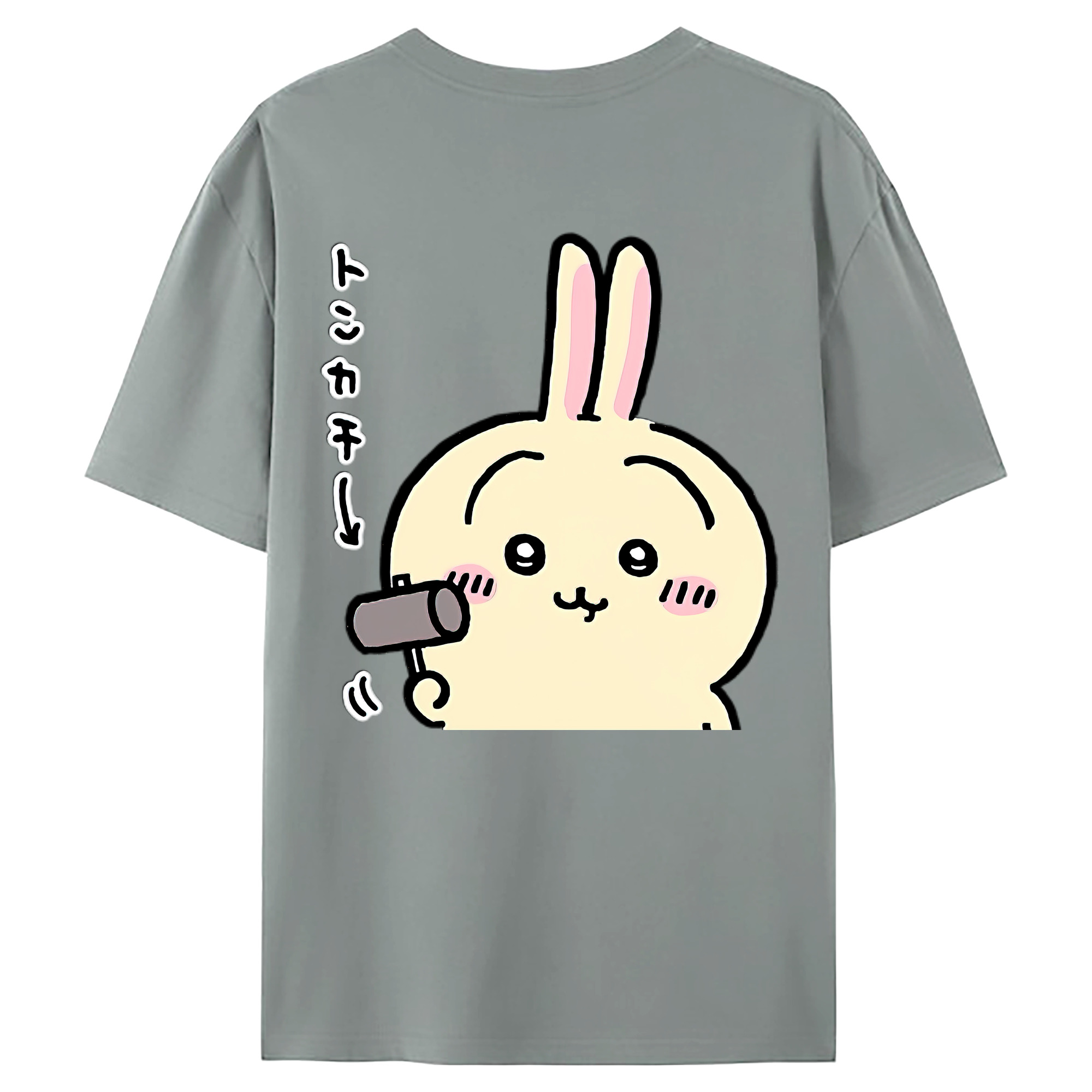 （画像用） ちいかわ うさぎ Chii-kawa usagi 綿100％ メンズ半袖Tシャツ（バックプリント） 通気性
